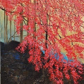 Pittura intitolato "Cerisiers sauvages" da Annette Pasquier, Opera d'arte originale, Acrilico