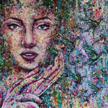 Картина под названием "ALINA" - Silke Host, Подлинное произведение искусства, Акрил Установлен на Деревянная рама для носилок