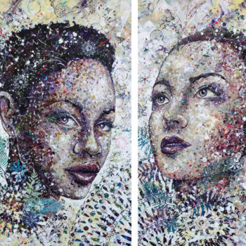 Картина под названием "WOMAN'S WORLD" - Silke Host, Подлинное произведение искусства, Акрил Установлен на Деревянная рама дл…