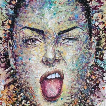 Картина под названием "A wink can speak lo…" - Silke Host, Подлинное произведение искусства, Акрил Установлен на Деревянная…