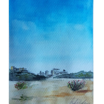 Peinture intitulée "La città nel deserto" par Angela Pergola, Œuvre d'art originale, Aquarelle