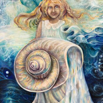Картина под названием "Water / Wasser / Ag…" - Inga Aronovitch, Подлинное произведение искусства, Масло