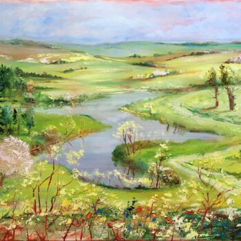 Peinture intitulée "Landscape fantasy" par Inga Jurane, Œuvre d'art originale, Huile