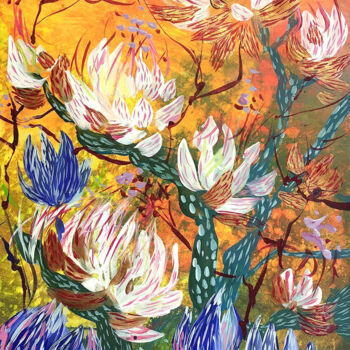 Painting titled "Blooming / 21x30cm" by Inga Jurane, Original Artwork, Acrylic