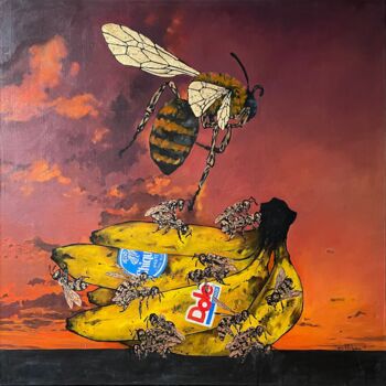 제목이 "Bananas"인 미술작품 Inga Makarova로, 원작, 기름 나무 들것 프레임에 장착됨