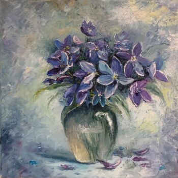 Painting titled "The Violet Bouquet" by Inga Savina, Original Artwork, Oil