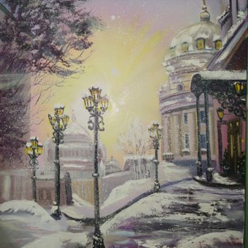 Картина под названием "Winter in city" - Art Inga Matveeva, Подлинное произведение искусства, Масло Установлен на Деревянная…
