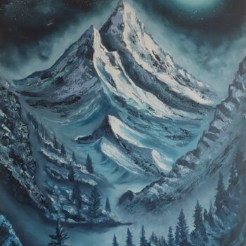 Painting titled "Mountain" by Art Inga Matveeva, Original Artwork, Oil Mounted on Wood Panel