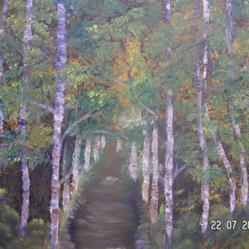 Painting titled "Birkenwald" by Ingemalt, Original Artwork