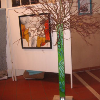 Skulptur mit dem Titel "Wunschbaum "Landleb…" von Ingemalt, Original-Kunstwerk, Holz