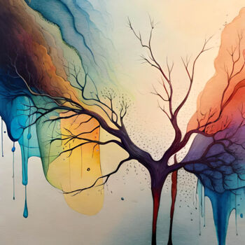 Arts numériques intitulée "Color Tree 2" par Ingo Caun, Œuvre d'art originale, Image générée par l'IA