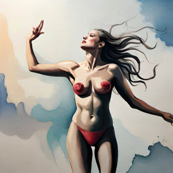 Arts numériques intitulée "Abstrakt Girl 7" par Ingo Caun, Œuvre d'art originale, Image générée par l'IA