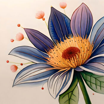 Digitale Kunst getiteld "Lila Blume" door Ingo Caun, Origineel Kunstwerk, AI gegenereerde afbeelding