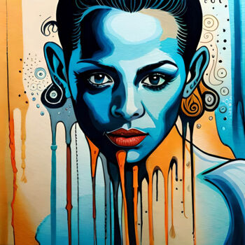 Arts numériques intitulée "Lady in Blue" par Ingo Caun, Œuvre d'art originale, Peinture numérique