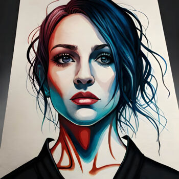 Цифровое искусство под названием "Lady in Blue 2" - Ingo Caun, Подлинное произведение искусства, Цифровая живопись