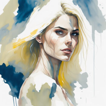Digital Arts titled "Blonde Woman" by Ingo Caun, Original Artwork, Digital Painting