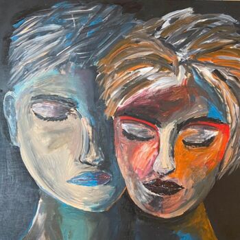 Painting titled "in love" by Ingo Müller, Original Artwork, Acrylic Mounted on Wood Panel