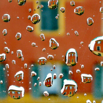 Photography titled "Orange House Raindr…" by Ingrid Blaurock, Original Artwork, Digital Photography