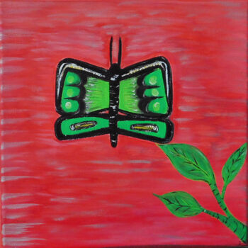 Pittura intitolato "Papillon n°2" da Ingrid Clergeaud, Opera d'arte originale, Gouache