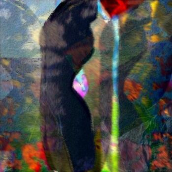 Grafika cyfrowa / sztuka generowana cyfrowo zatytułowany „Red Flower” autorstwa Ingrid Dohle Kamerbeek, Oryginalna praca