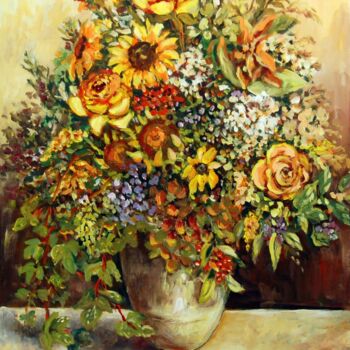 Painting titled "Autumn Arrangement" by Ingrid Dohm, Original Artwork, Oil