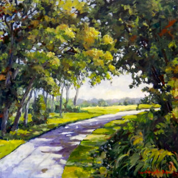 Painting titled "Midway Village Path" by Ingrid Dohm, Original Artwork, Oil