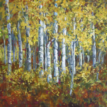 Peinture intitulée "Birch Trees II" par Ingrid Dohm, Œuvre d'art originale, Acrylique