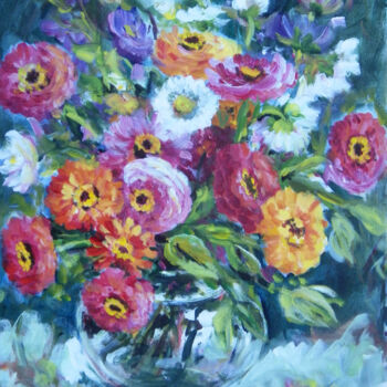 Ζωγραφική με τίτλο "FloralExplosion No.…" από Ingrid Dohm, Αυθεντικά έργα τέχνης, Ακρυλικό