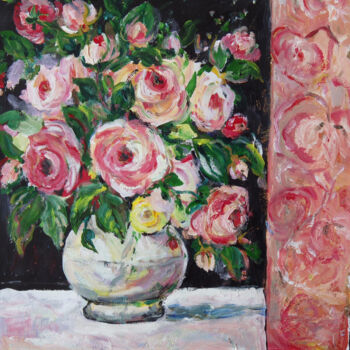 Ζωγραφική με τίτλο "Roses" από Ingrid Dohm, Αυθεντικά έργα τέχνης, Ακρυλικό
