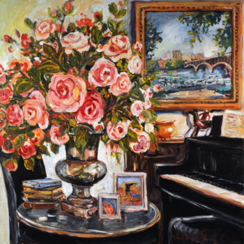 Painting titled "Floral Still Life I…" by Ingrid Dohm, Original Artwork, Acrylic