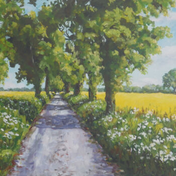 Painting titled "The Rapeseed Field" by Ingrid Dohm, Original Artwork, Acrylic