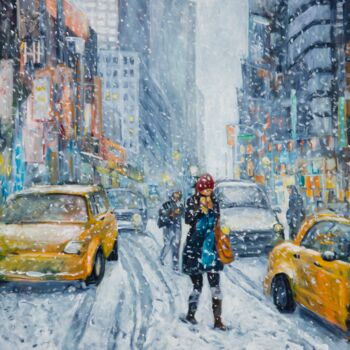 Картина под названием "Urban Snowstorm" - Ingrid Dohm, Подлинное произведение искусства, Акрил