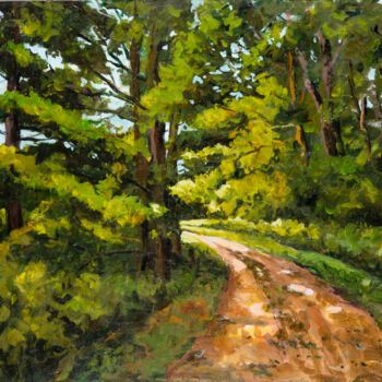 Schilderij getiteld "Forest Pathway" door Ingrid Dohm, Origineel Kunstwerk, Acryl