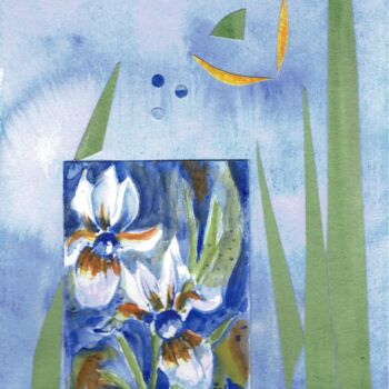 Malerei mit dem Titel ""Zwei Iris schön"" von Ingrid Edith Wekel, Original-Kunstwerk, Aquarell