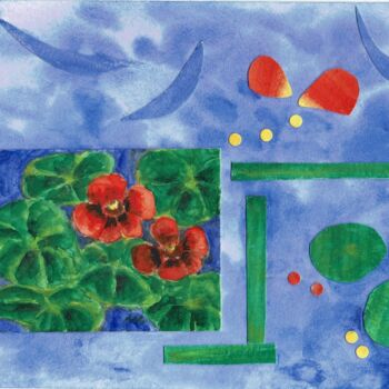Schilderij getiteld "Zwei Blüten nobel" door Ingrid Edith Wekel, Origineel Kunstwerk, Aquarel