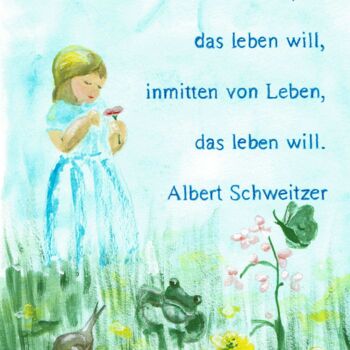 Painting titled "Leben mit Schweitzer" by Ingrid Edith Wekel, Original Artwork, Gouache