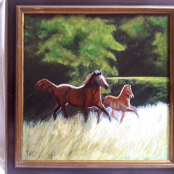 Painting titled "mare  and foul" by Ingrid Carlson, Original Artwork, Acrylic