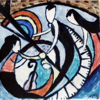 Peinture intitulée "Orchestre avec piano" par Ingrid Ohayon, Œuvre d'art originale, Huile