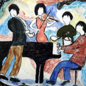 "Quatuor jouant deva…" başlıklı Tablo Ingrid Ohayon tarafından, Orijinal sanat, Petrol