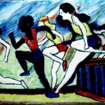 Painting titled "Course d'obstacle" by Ingrid Ohayon, Original Artwork, Other