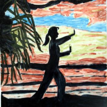 Pintura intitulada "Tai-Chi au coucher…" por Ingrid Ohayon, Obras de arte originais