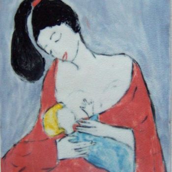 Painting titled "Mon enfant, mon amo…" by Ingrid Ohayon, Original Artwork, Oil