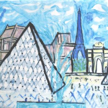 Peinture intitulée "Paris, La pyramide…" par Ingrid Ohayon, Œuvre d'art originale, Huile