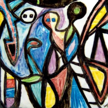 Peinture intitulée "3 E.T" par Ingrid Ohayon, Œuvre d'art originale, Huile