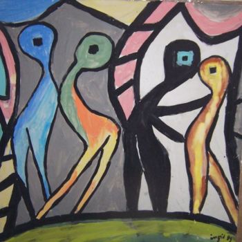 Malerei mit dem Titel "4 E.T." von Ingrid Ohayon, Original-Kunstwerk, Öl