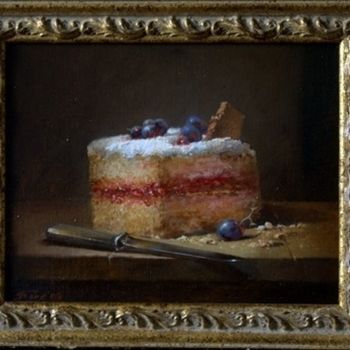 Painting titled "cake & grapes" by Igor Konstantinov (I.GORE), Original Artwork, Oil