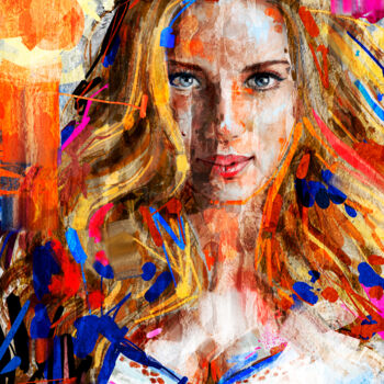 Digitale Kunst getiteld "Scarlett Johansson" door Iñigo Urbina, Origineel Kunstwerk, Digitaal Schilderwerk