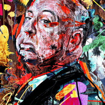 Digital Arts titled "Alfred Hitchcock" by Iñigo Urbina, Original Artwork, Digital Painting