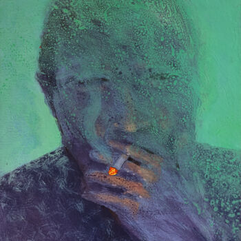 Peinture intitulée "Fumador" par Iñigo Urbina, Œuvre d'art originale, Acrylique Monté sur Autre panneau rigide