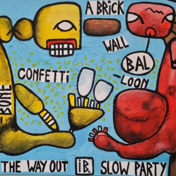 Painting titled "Slow party" by Inke Bemelmans, Original Artwork, Acrylic